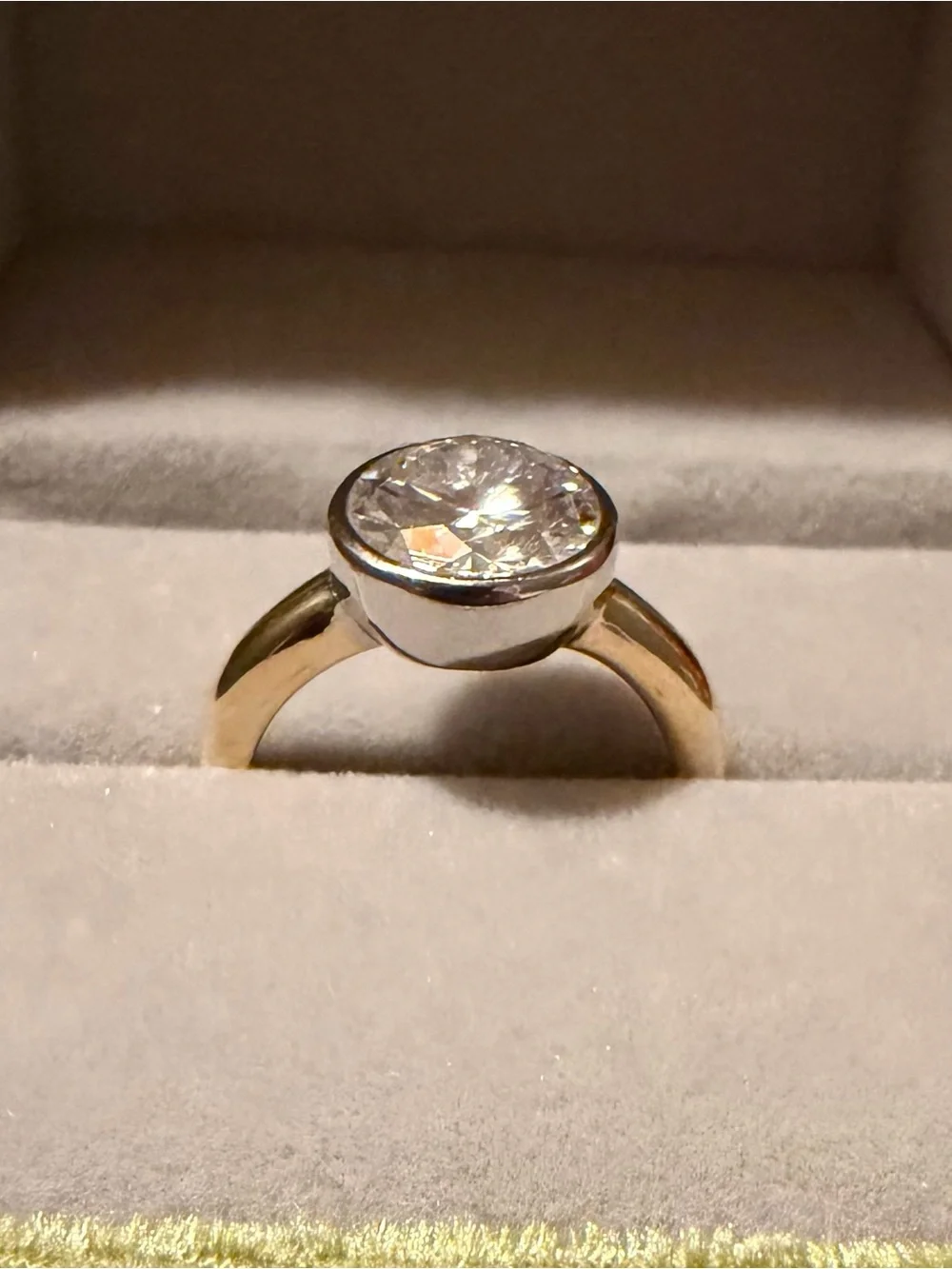 3ct Bezel Set Moissanite Ring - Picture 2 of 4